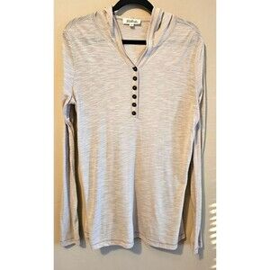 Listicle Oversized Gauzy 1/4 button, hooded, sheer, Henley style sz M